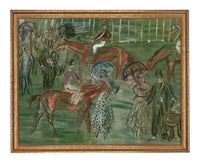 Vintage Framed Canvas Art: Race Day Equestrian Art #A-201