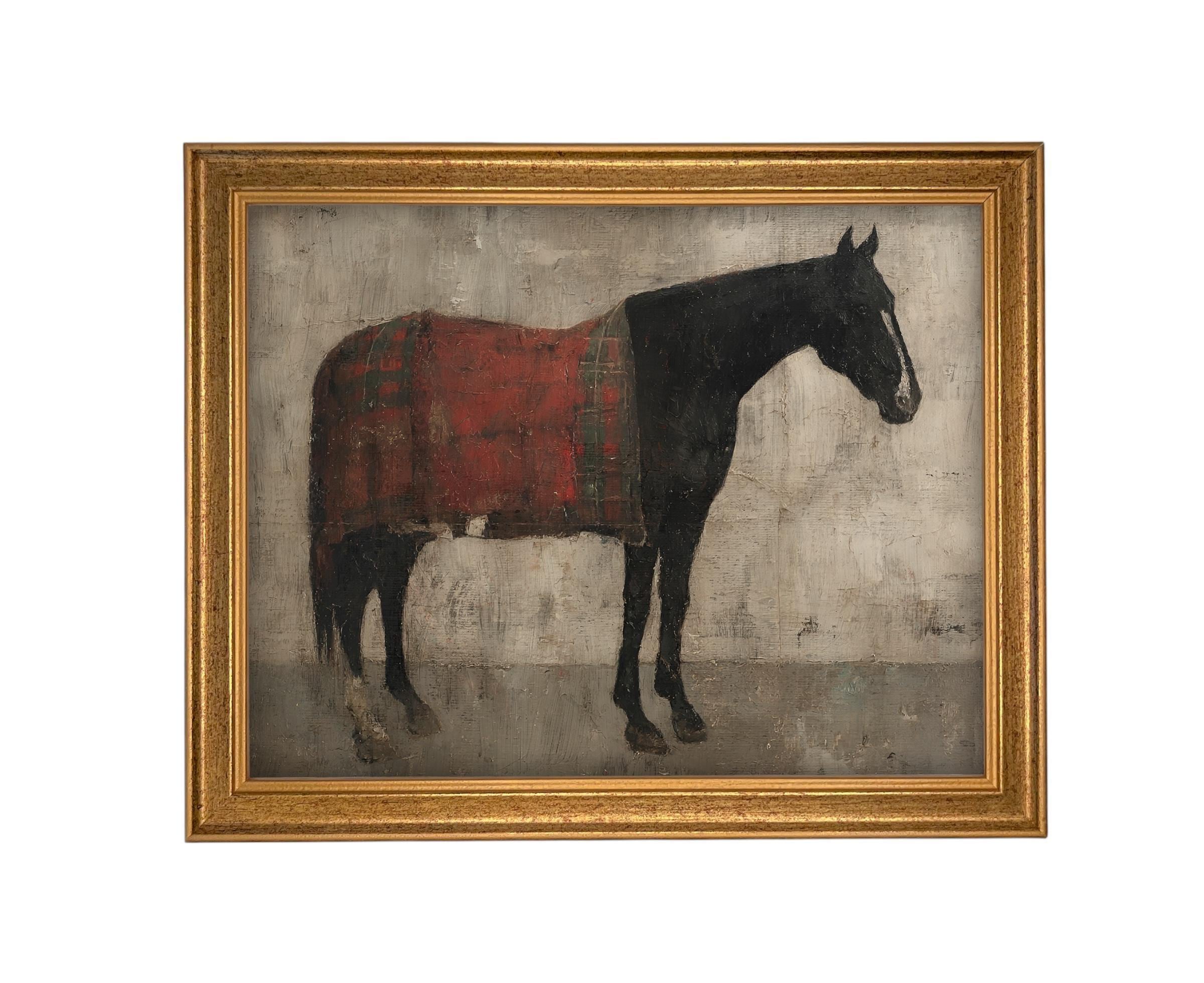 Vintage Framed Horse Canvas Art Print #A-205