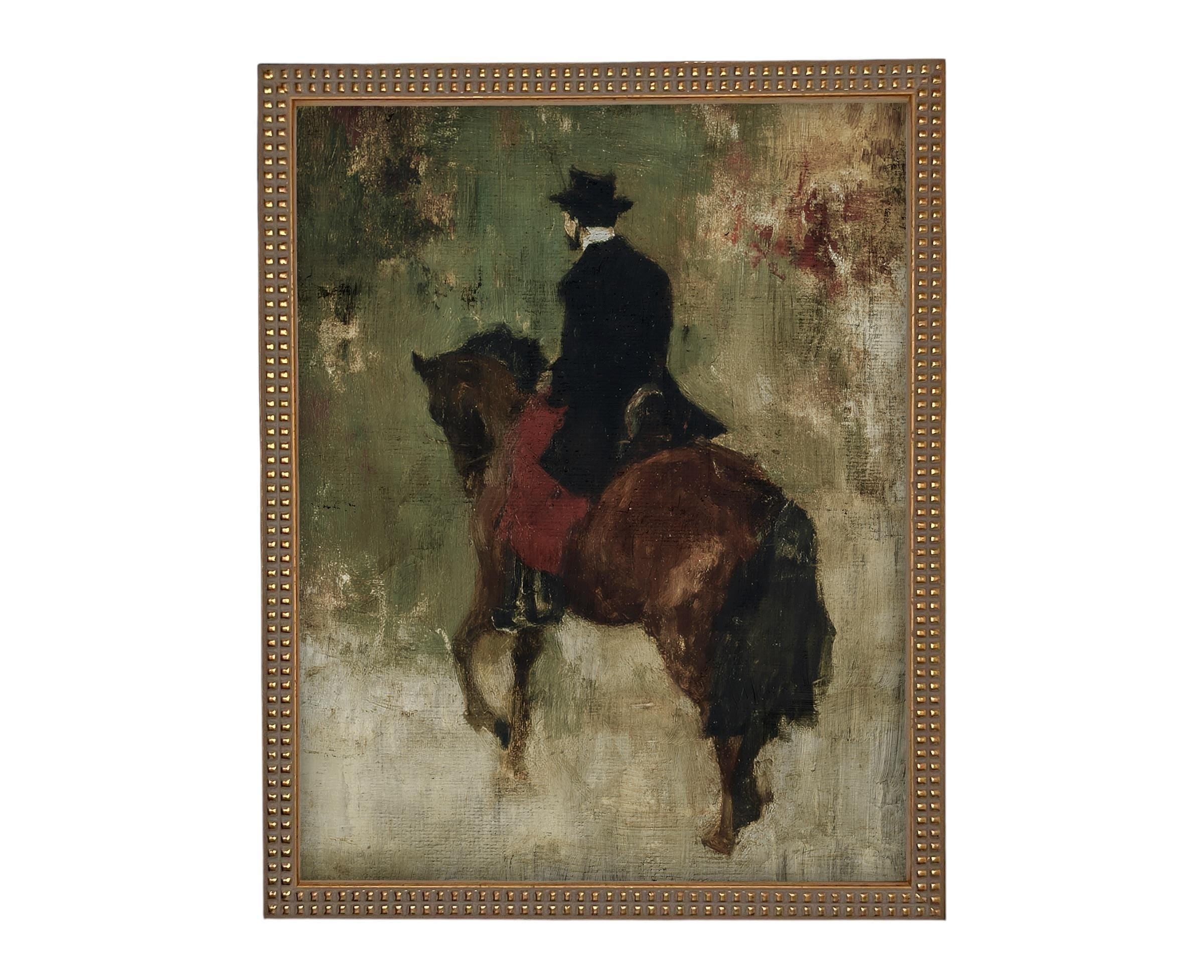 Framed Vintage Horse Painting Print Art #A-203