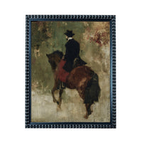 a man riding a horse, with the horse and rider in the center of the frame.