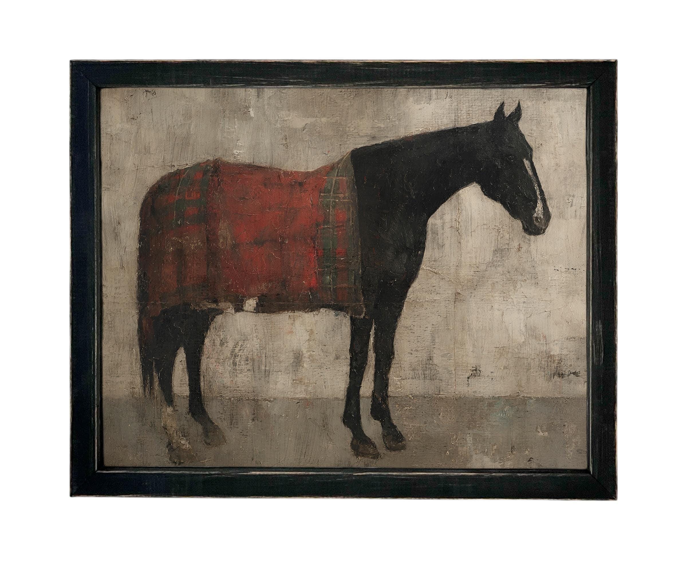 Vintage Framed Horse Canvas Art Print #A-205
