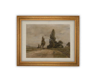READY to SHIP 16X20 Vintage Framed Canvas Print: Muted Landscape, Farmhouse Art