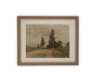 READY to SHIP 16X20 Vintage Framed Canvas Print: Muted Landscape, Farmhouse Art