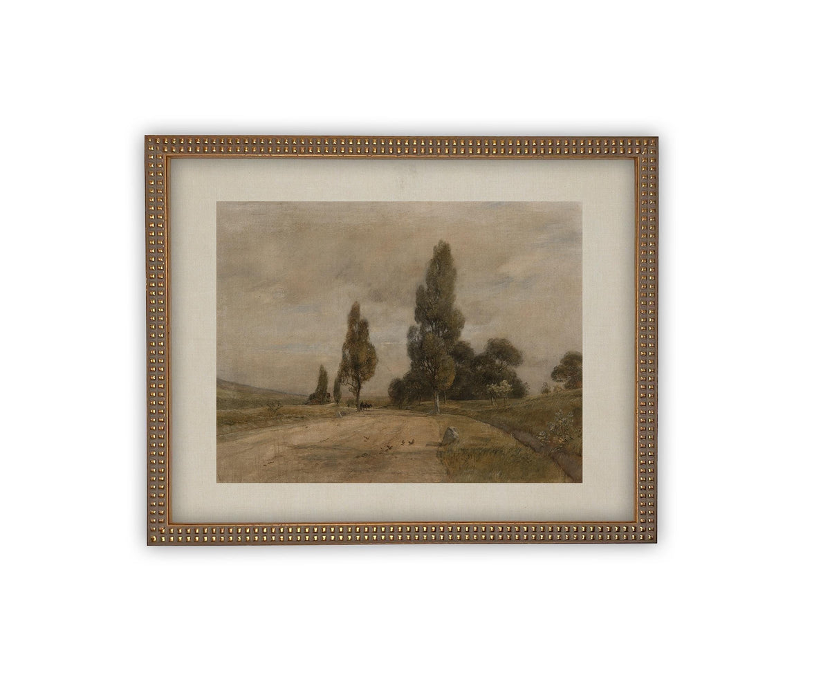 READY to SHIP 16X20 Vintage Framed Canvas Print: Muted Landscape, Farmhouse Art