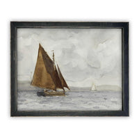 READY to SHIP 18X24 Framed Vintage Nautical Canvas Print: Sailboat Art, Beach House Decor