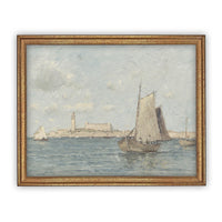 READY to SHIP 12X16 Framed Vintage Sailboat Canvas Art: Nautical Beach House Print