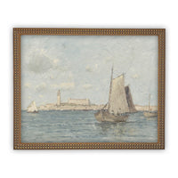 READY to SHIP 12X16 Framed Vintage Sailboat Canvas Art: Nautical Beach House Print