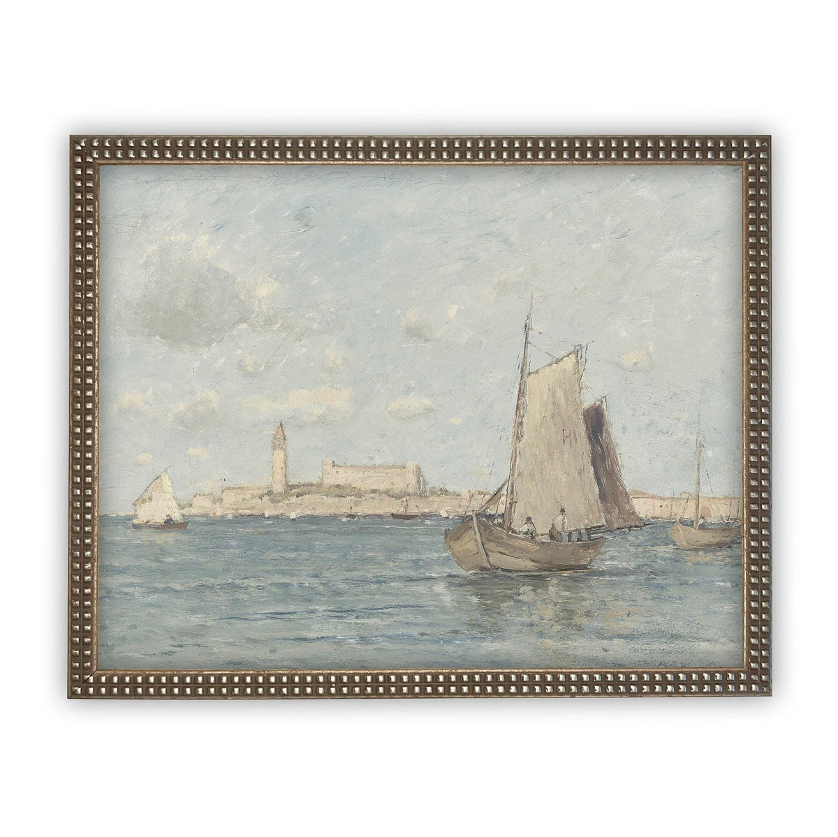 READY to SHIP 12X16 Framed Vintage Sailboat Canvas Art: Nautical Beach House Print