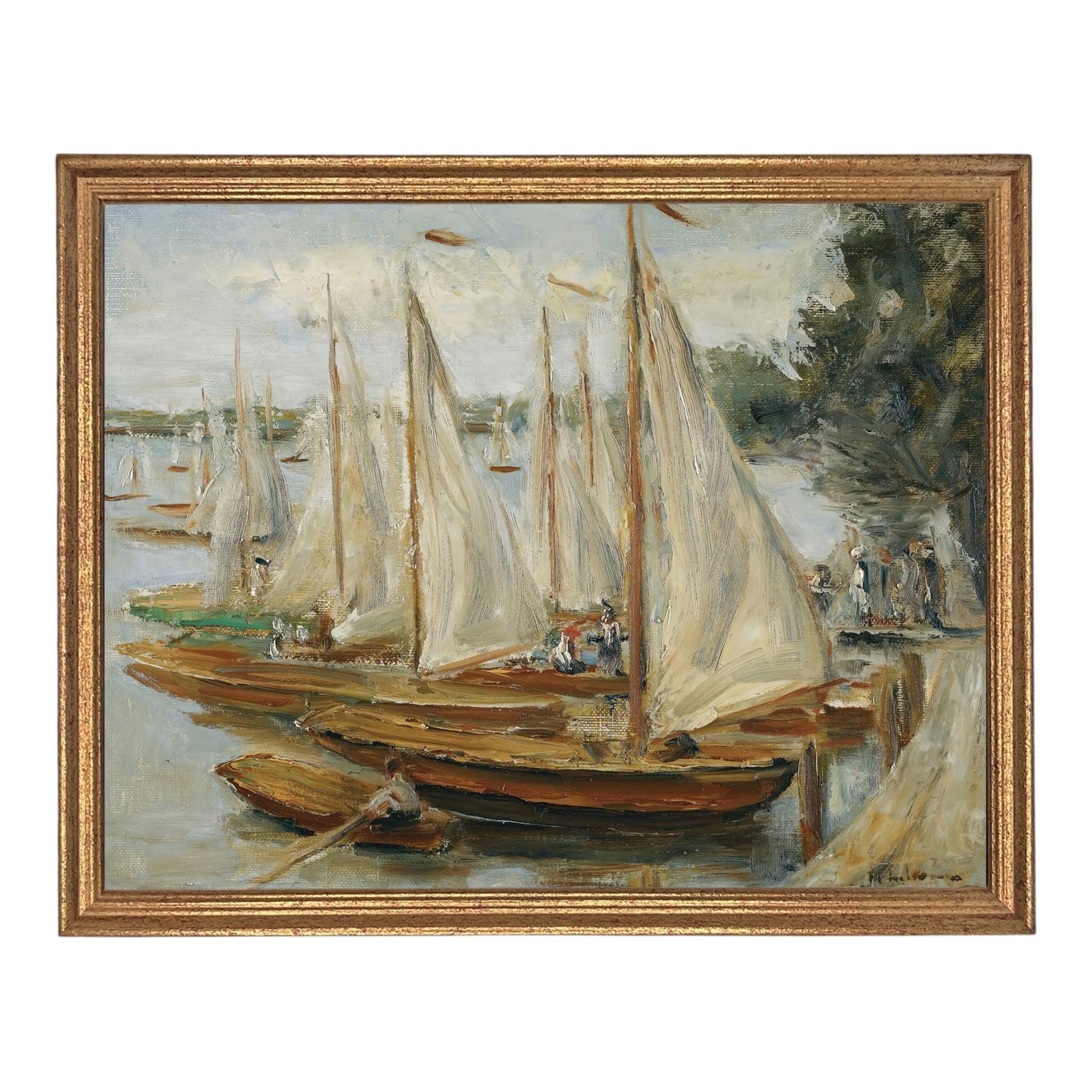 Framed Vintage Sailboats Canvas Print #COAS-204