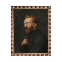 The image is a portrait of a man with a beard, wearing a dark jacket and holding a cane.