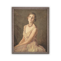 Vintage Framed Canvas Portrait of a Woman Art #P-530