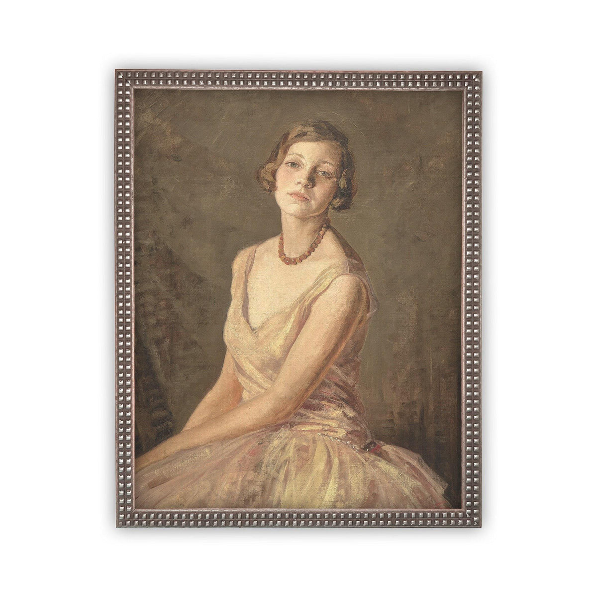 Vintage Framed Canvas Portrait of a Woman Art #P-530