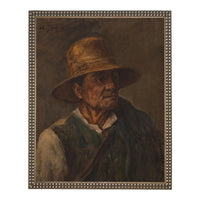 Framed Vintage Print of a Man with Pipe on Canvas #P-555