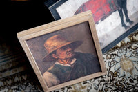 Framed Vintage Print of a Man with Pipe on Canvas #P-555
