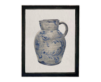 Vintage Framed Blue White Pottery Still Life on Canvas #ST-640