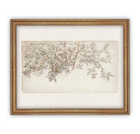 READY to SHIP 24X36 Framed Vintage Citrus Tree Print: Botanical Sketch Canvas Art