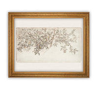 READY to SHIP 24X36 Framed Vintage Citrus Tree Print: Botanical Sketch Canvas Art