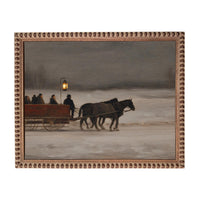 Vintage Sleigh Ride Canvas Print: Framed Winter Christmas Farmhouse Art CH-333
