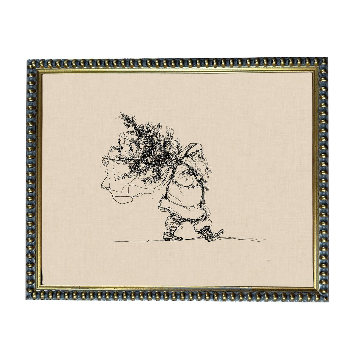 Vintage Christmas Santa Canvas Print: Farmhouse Framed Art #CH-335