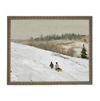 Vintage Sleigh Ride Canvas Print: Framed Winter Christmas Farmhouse Art CH-337