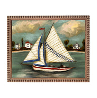 Framed Vintage Sailboat Canvas Print: Coastal Beach House Decor #COAS-208