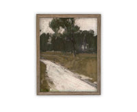 READY to SHIP 11x14 Vintage Canvas Print: Moody Green Landscape Art