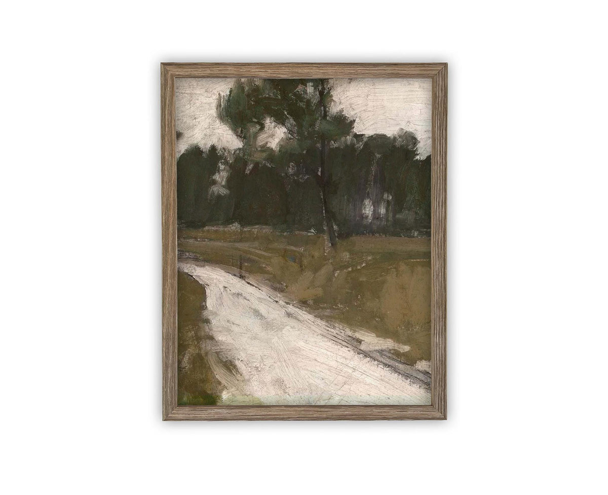 READY to SHIP 11x14 Vintage Canvas Print: Moody Green Landscape Art