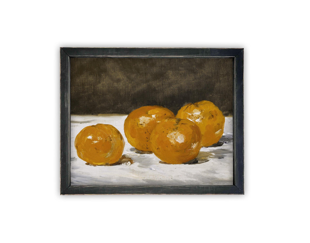 Vintage Framed Oranges Canvas Print: Still Life Kitchen Art