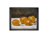 Vintage Framed Oranges Canvas Print: Still Life Kitchen Art