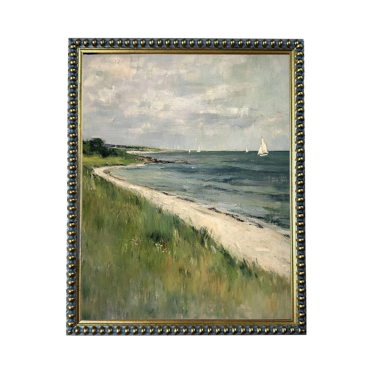 Framed Coastal Canvas Print: Vintage Beach House Art #COAS-209