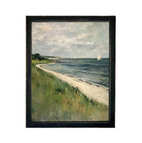 Framed Coastal Canvas Print: Vintage Beach House Art #COAS-209