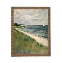 Framed Coastal Canvas Print: Vintage Beach House Art #COAS-209