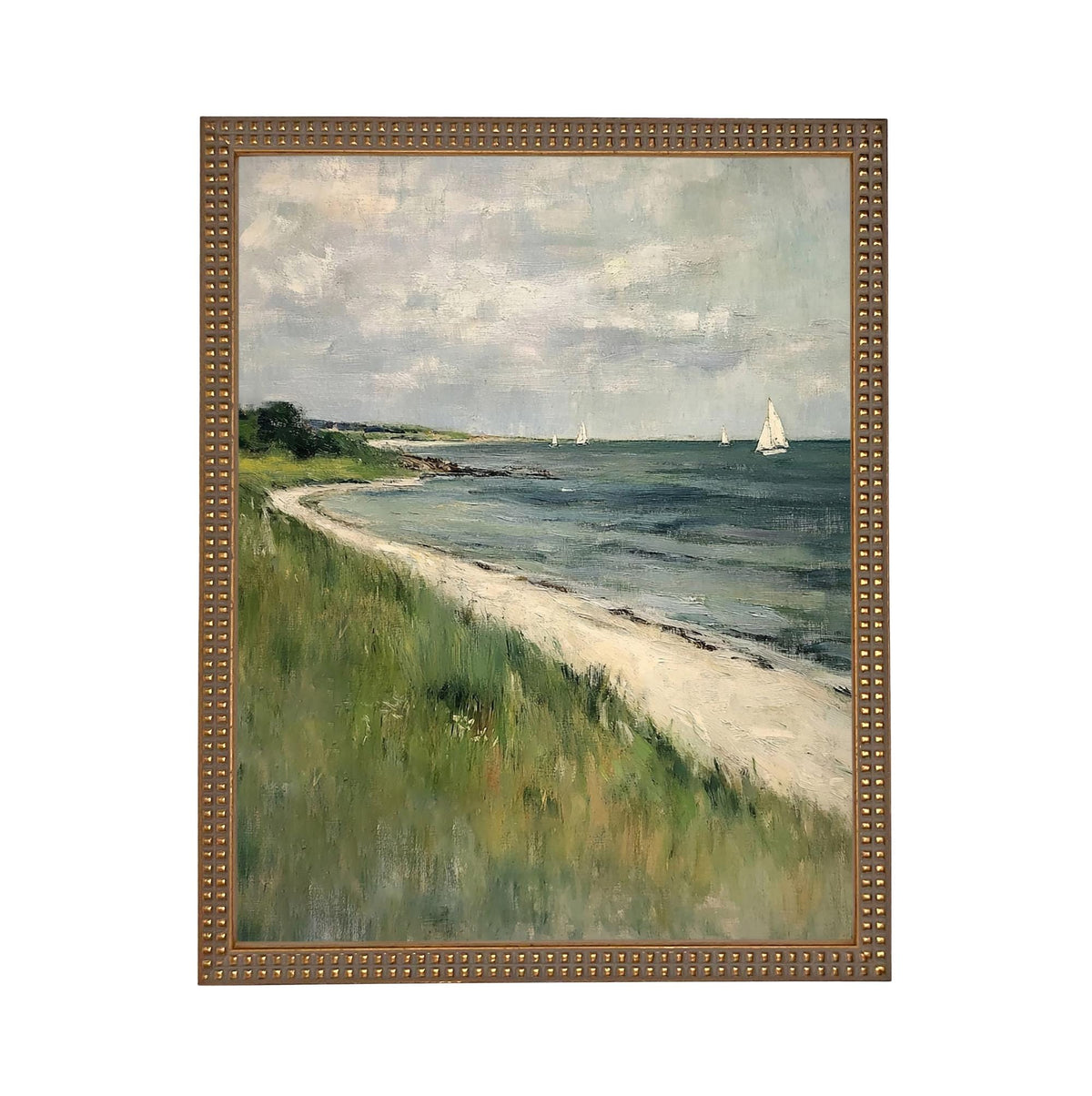 READY to SHIP 11X14 Framed Coastal Canvas Print: Vintage Beach House Art #COAS-209