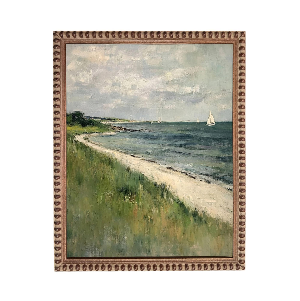 Framed Coastal Canvas Print: Vintage Beach House Art #COAS-209