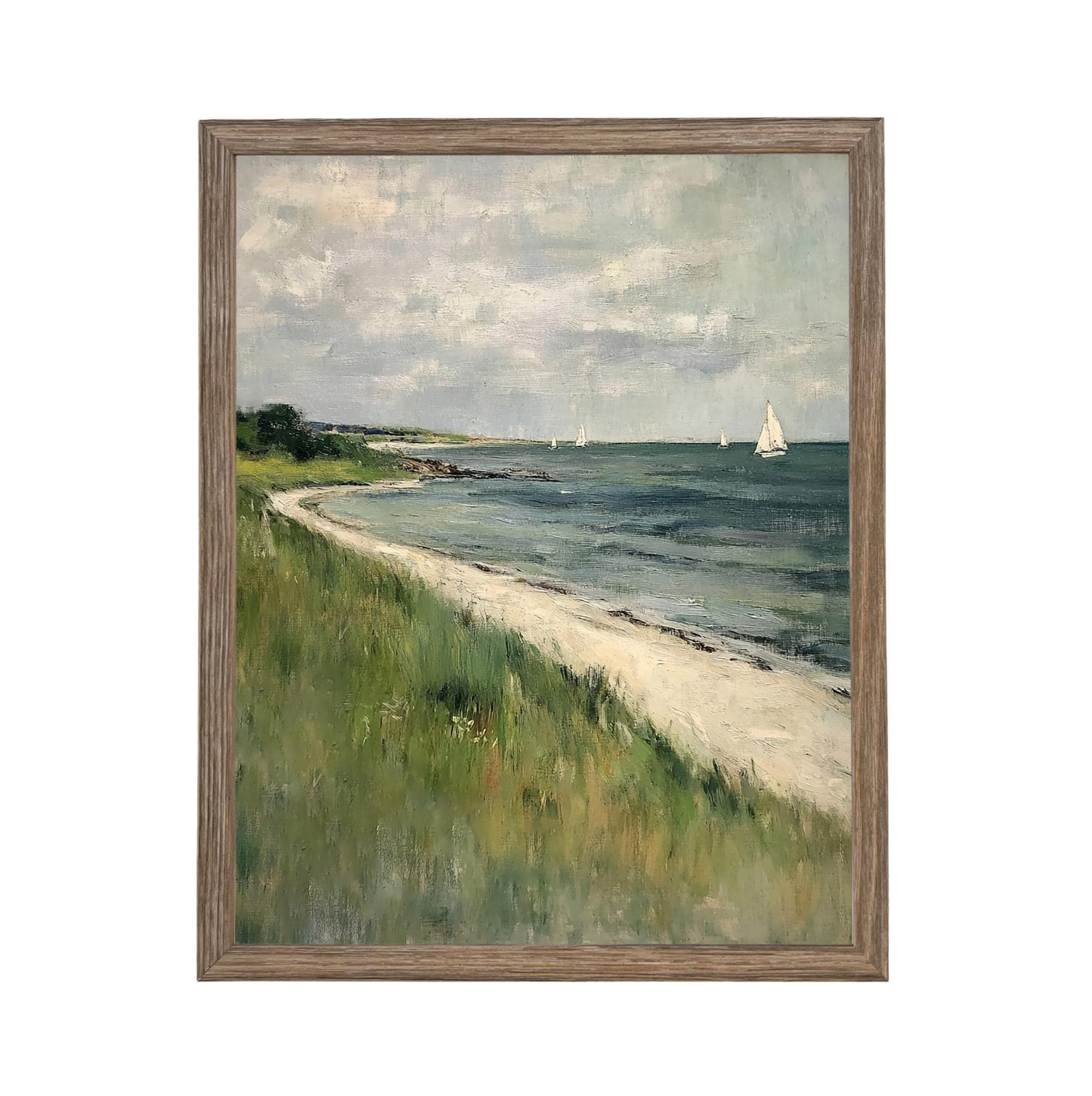 Framed Coastal Canvas Print: Vintage Beach House Art #COAS-209