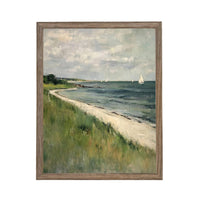 READY to SHIP 11X14 Framed Coastal Canvas Print: Vintage Beach House Art #COAS-209