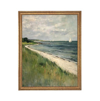 READY to SHIP 11X14 Framed Coastal Canvas Print: Vintage Beach House Art #COAS-209