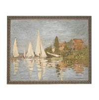 Framed Sailboat Seascape Coastal Canvas Print: Vintage Beach House Art #COAS-212
