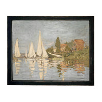 Framed Sailboat Seascape Coastal Canvas Print: Vintage Beach House Art #COAS-212