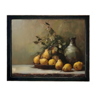 Vintage Framed Pears Canvas Art: Still Life Kitchen Painting #ST-644