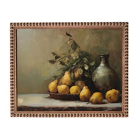 Vintage Framed Pears Canvas Art: Still Life Kitchen Painting #ST-644