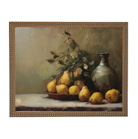 Vintage Framed Pears Canvas Art: Still Life Kitchen Painting ST-644