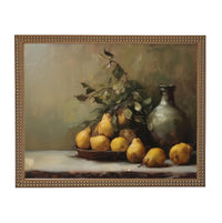 Vintage Framed Pears Canvas Art: Still Life Kitchen Painting #ST-644