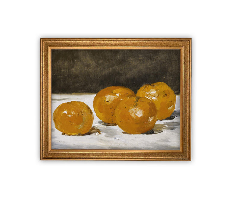 Vintage Framed Oranges Canvas Print: Still Life Kitchen Art