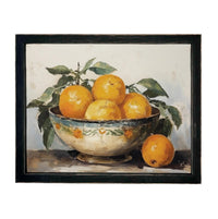 Vintage Framed Oranges Canvas Print: Still Life Kitchen Art #ST-645