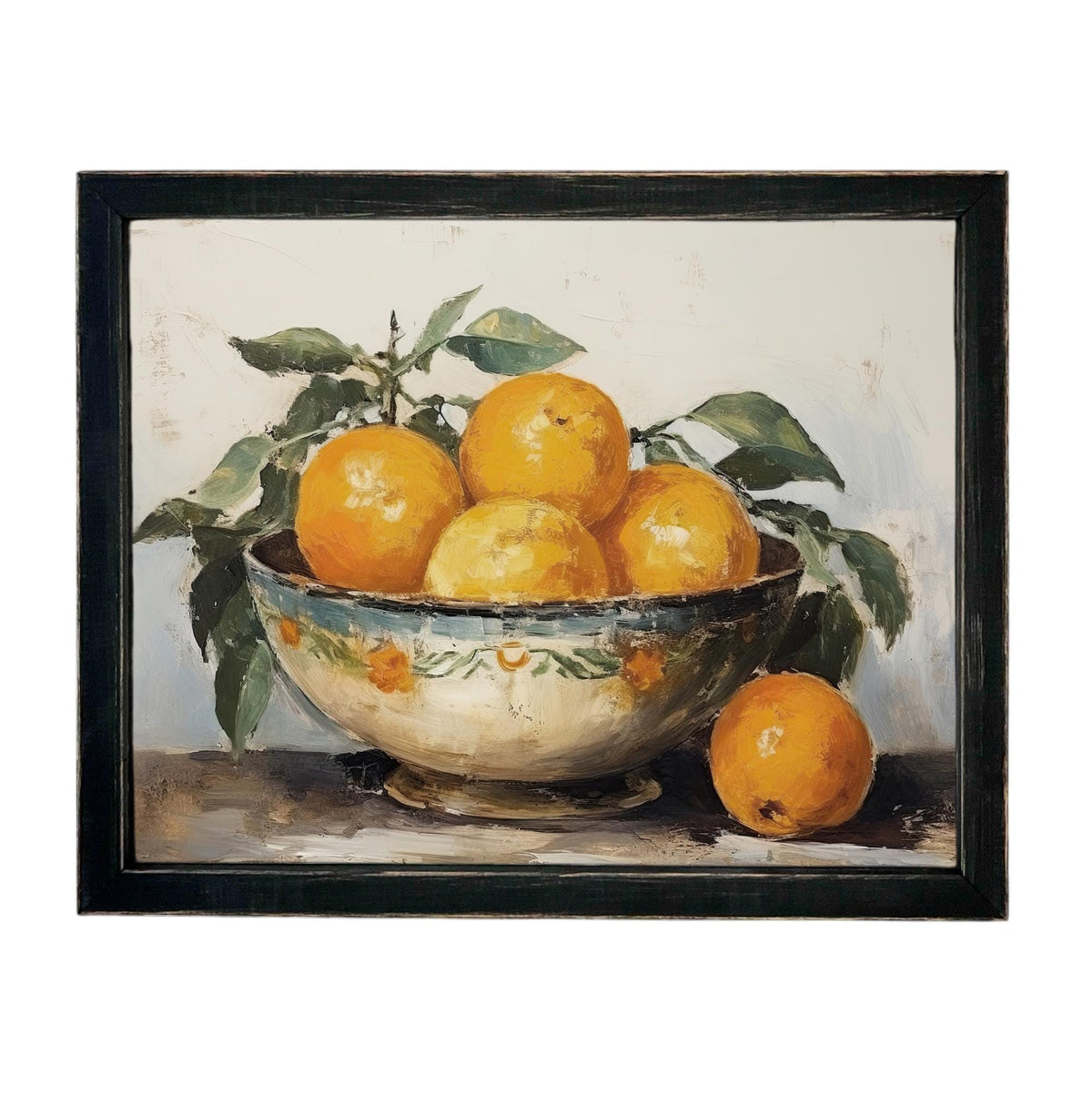 Vintage Framed Oranges Canvas Print: Still Life Kitchen Art #ST-645