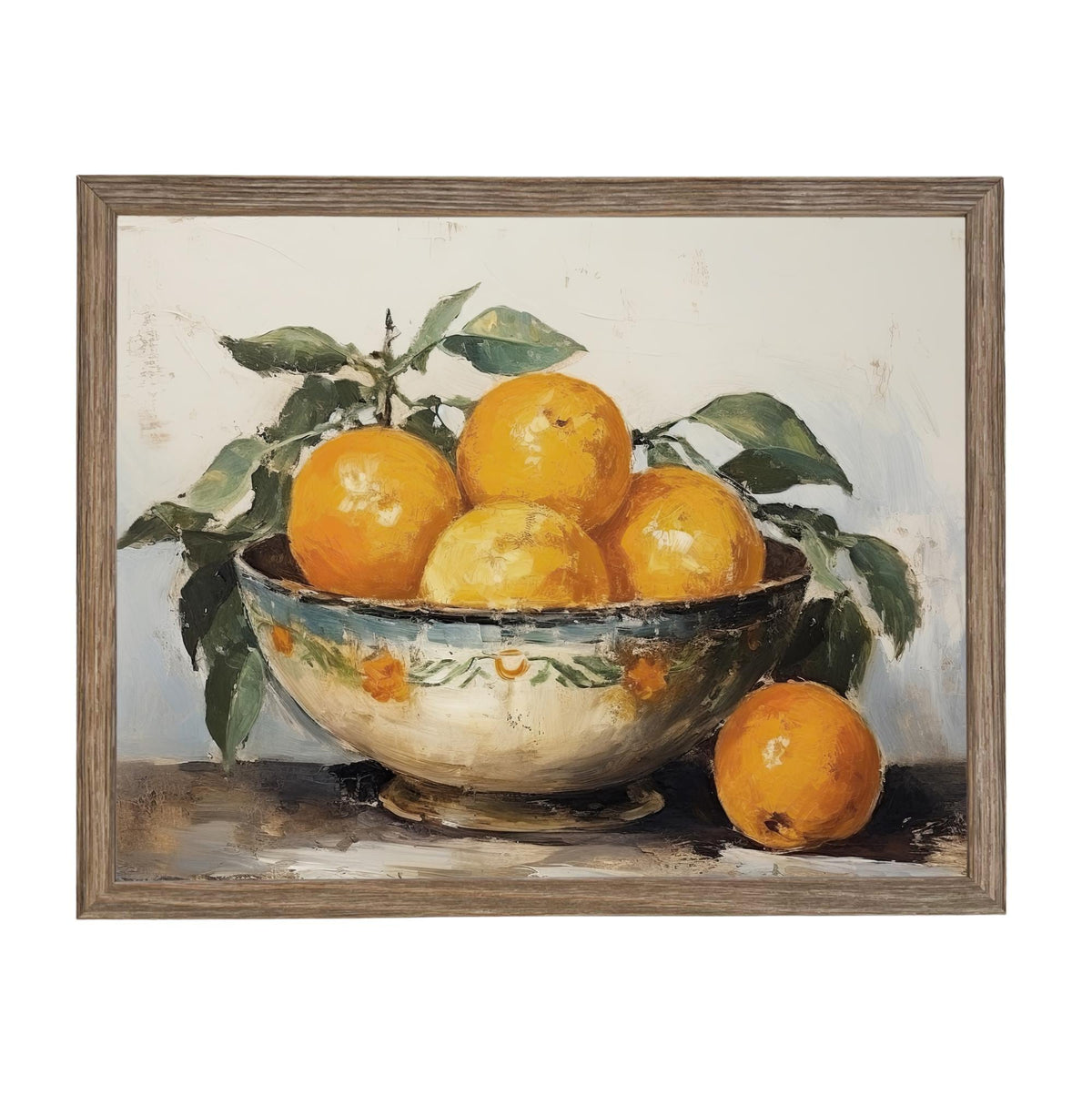Vintage Framed Oranges Canvas Print: Still Life Kitchen Art #ST-645