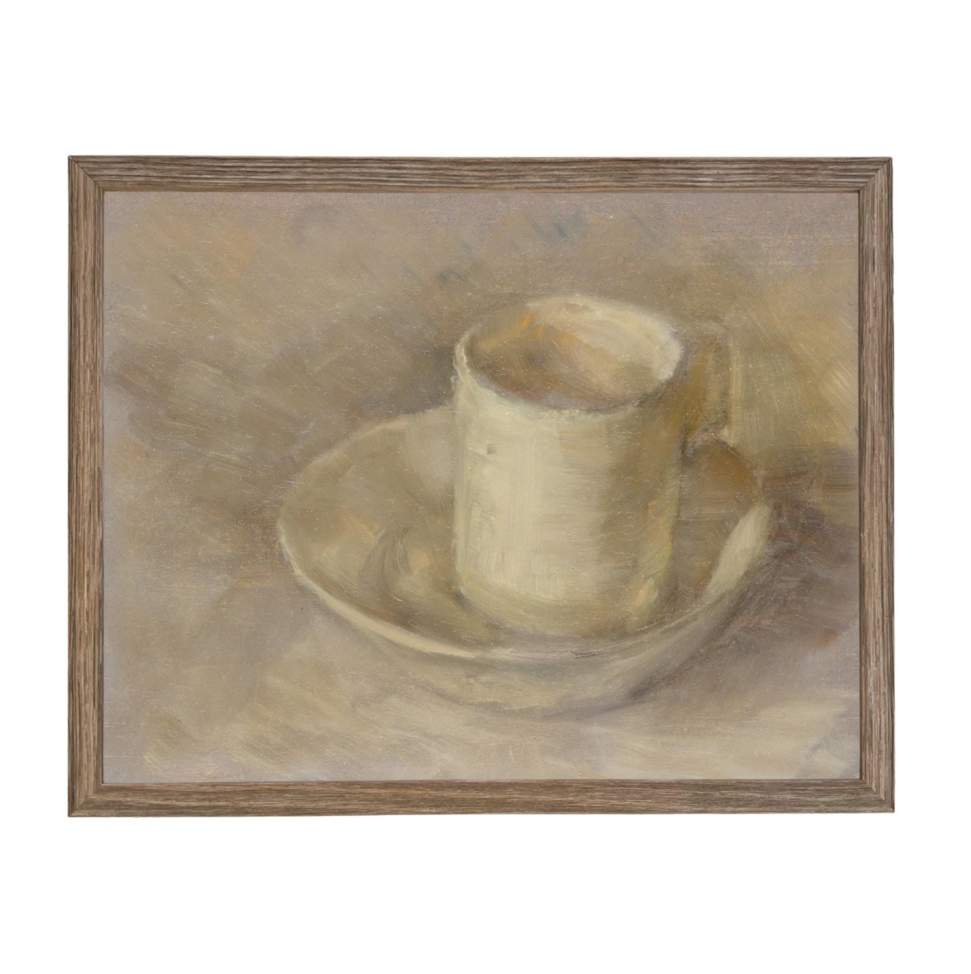 Framed Neutral Vintage Kitchen Pottery Still Life Canvas Print ST-647
