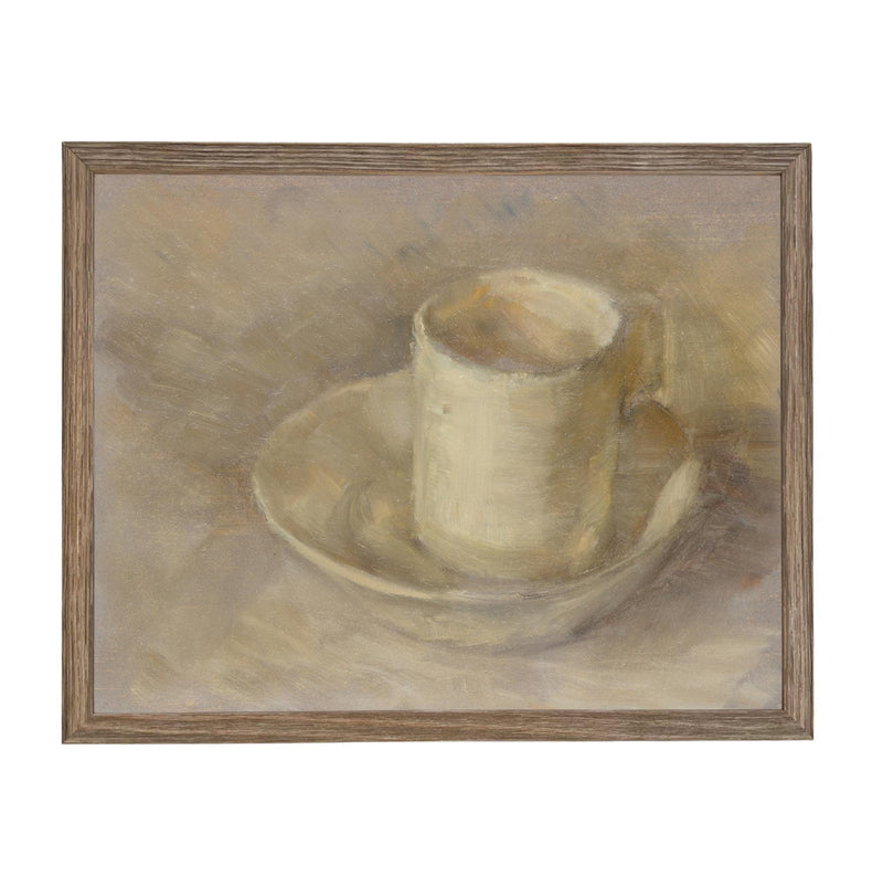 Framed Neutral Vintage Kitchen Pottery Still Life Canvas Print ST-647