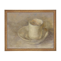 Framed Neutral Vintage Kitchen Pottery Still Life Canvas Print ST-647